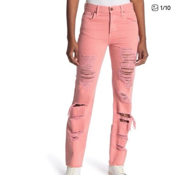 NWT Alice + Olivia Pink Genevive Distressed Jeans 25 - Picture 1 of 9